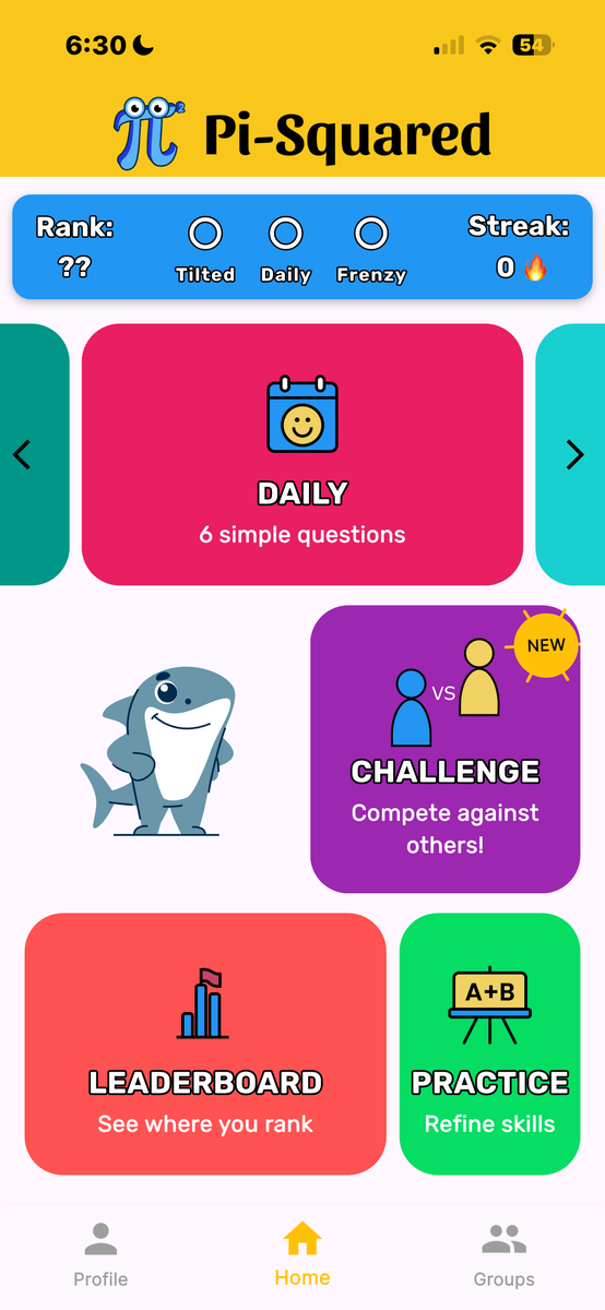Pick a mode. Five ways to play, and a streak that carries across all of them.